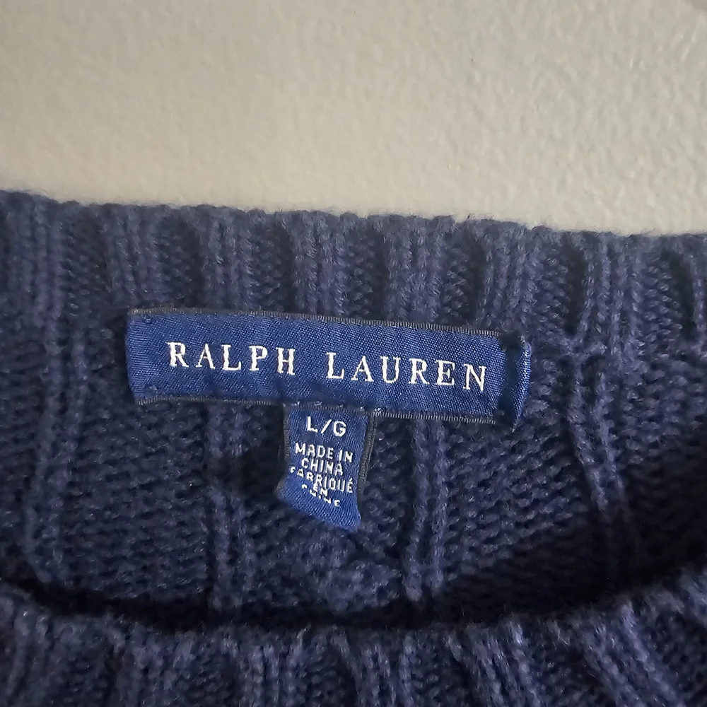 Ralph Lauren Ladies Navy Cable Knit Sweater - Picture 3 of 4